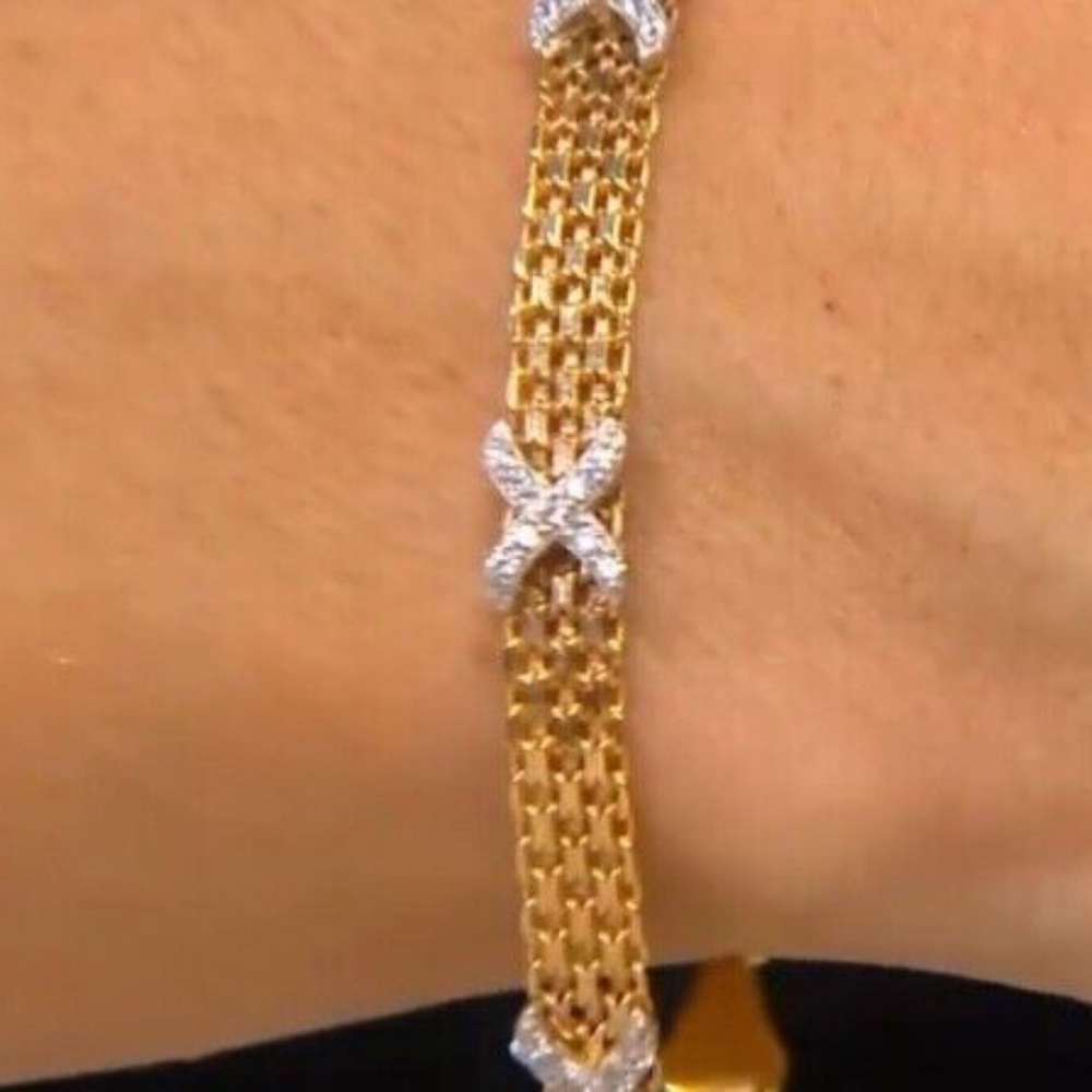 QVC Diamonique 8" Bismark Station Bracelet 18K Gold Plated Over Sterling - Picture 4 of 9